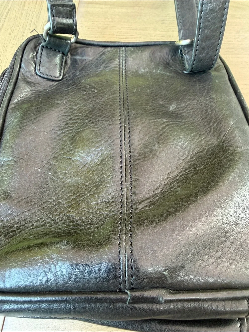 Fossil Black Leather Messenger Crossbody Bag